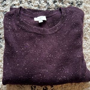 Loft outlet size small balloon sleeve sweater. Deep purple in color with flecks